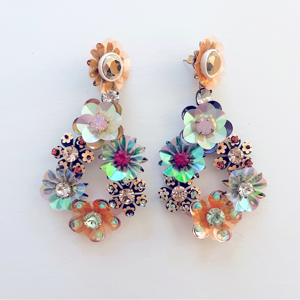 JCrew Floral Sequin Earrings